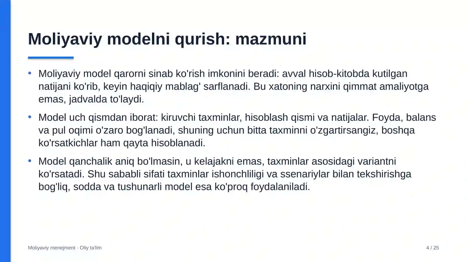 echkichilikda moliyaviy modelni qurish 9985 4