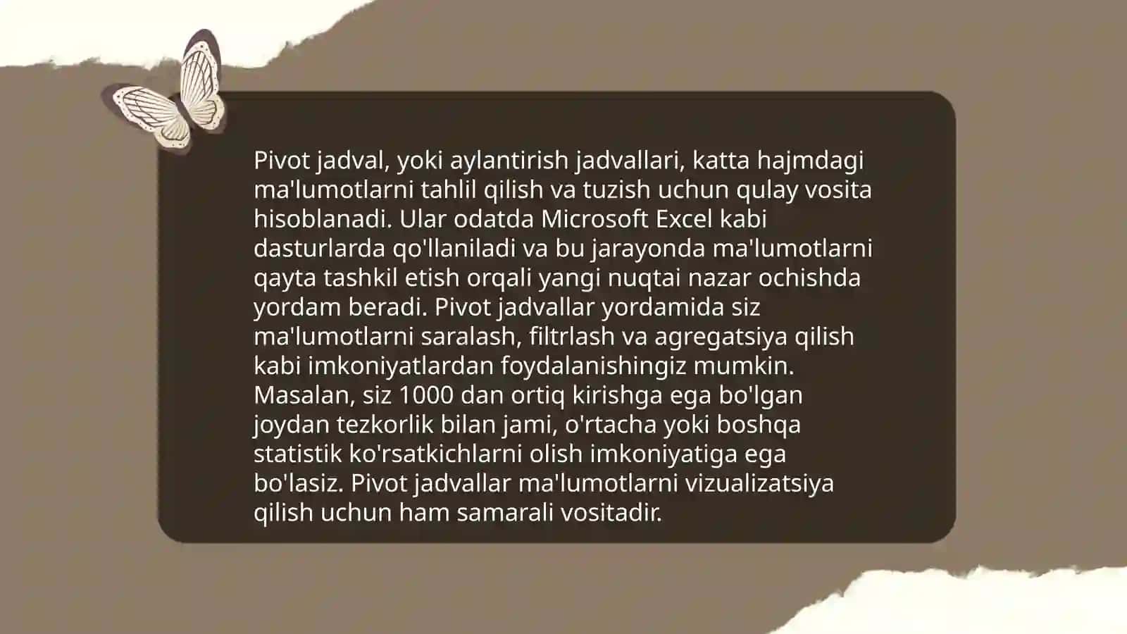 Microsoft Excel dasturida maʼlumotlar tahlili 4