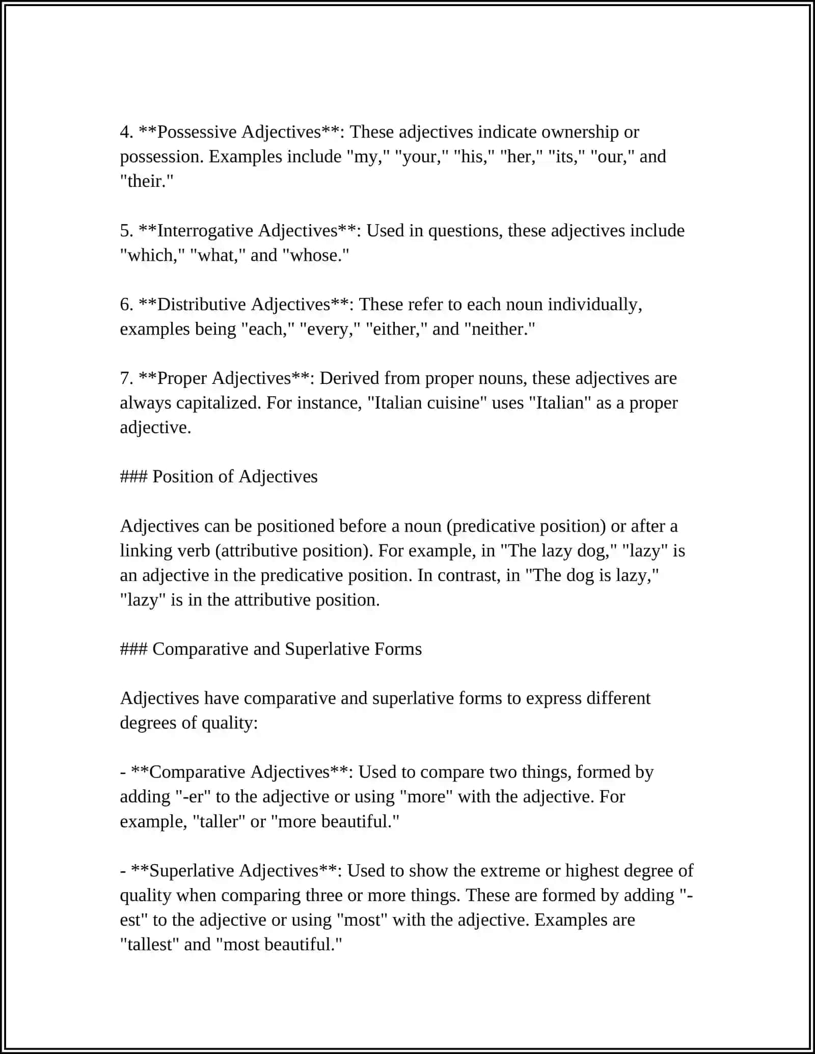MUSTAQIL ISH Theme: EXPLAIN THE ADJECTIVE 4
