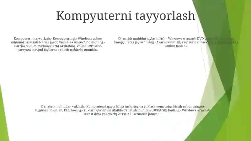 Windows Operatsion Tizimni Kompyuterga OʻRnatish 4