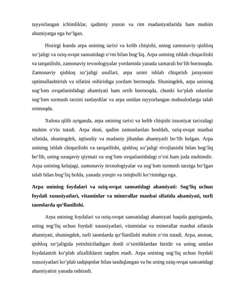 Arpa uni haqida 4