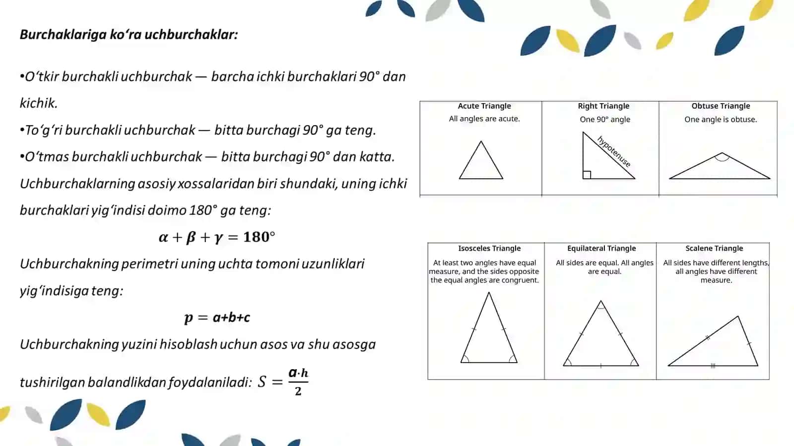 Uchburchkalar, To’rtburchaklar va Ko’pburchaklar 4