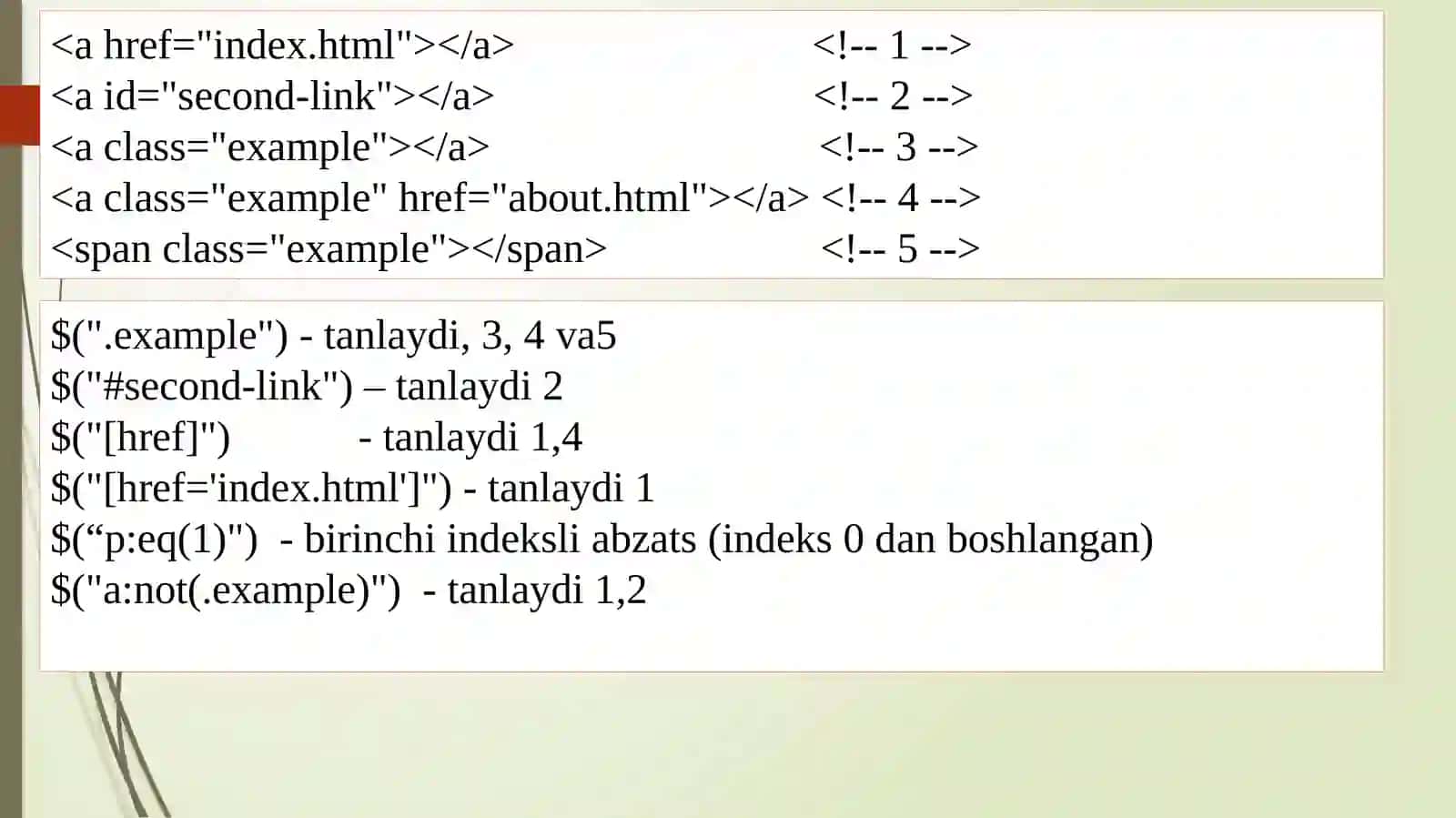 JavaScript kutubxonalari jQuery 4