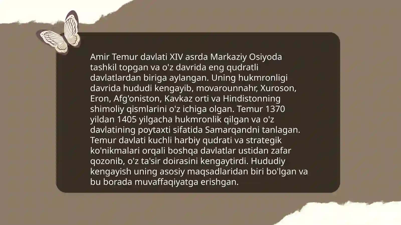 Amir temur davlat chegaralaring mustahkamlashi 4