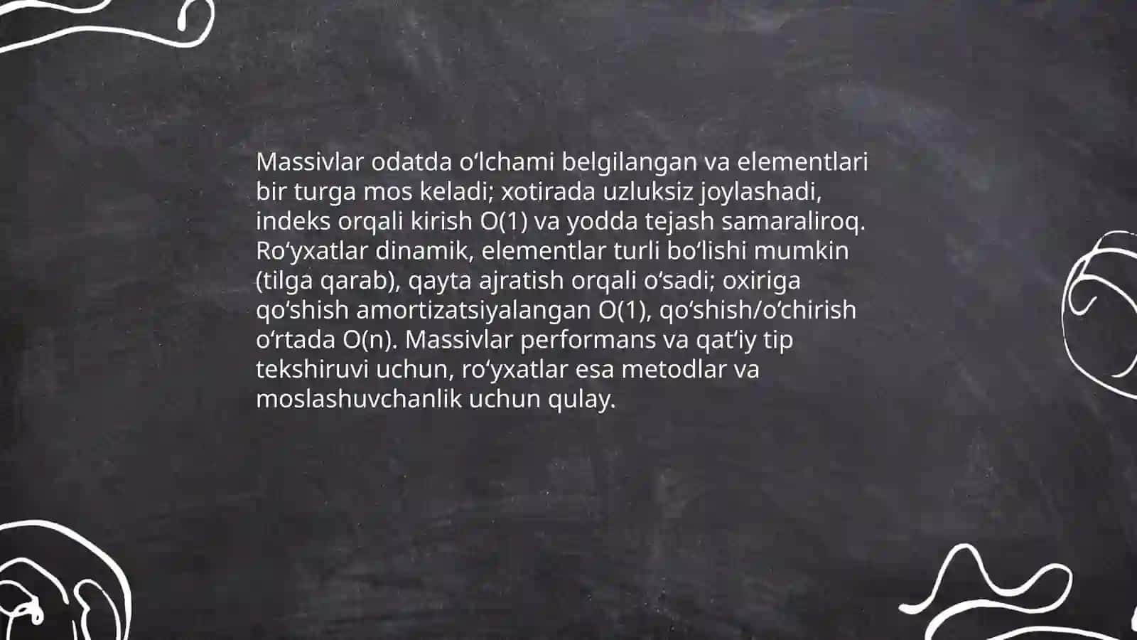 Massivlar Arrays 4