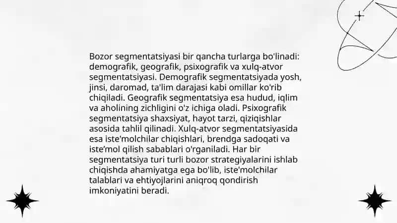 Bozor segmentatsiyasi va maqsadli strategiya 4