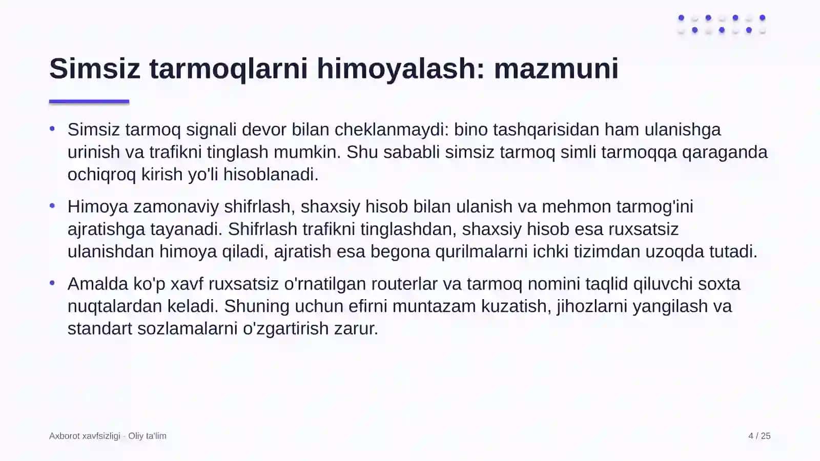 Adliya organlarida simsiz tarmoqlarni himoyalash 4