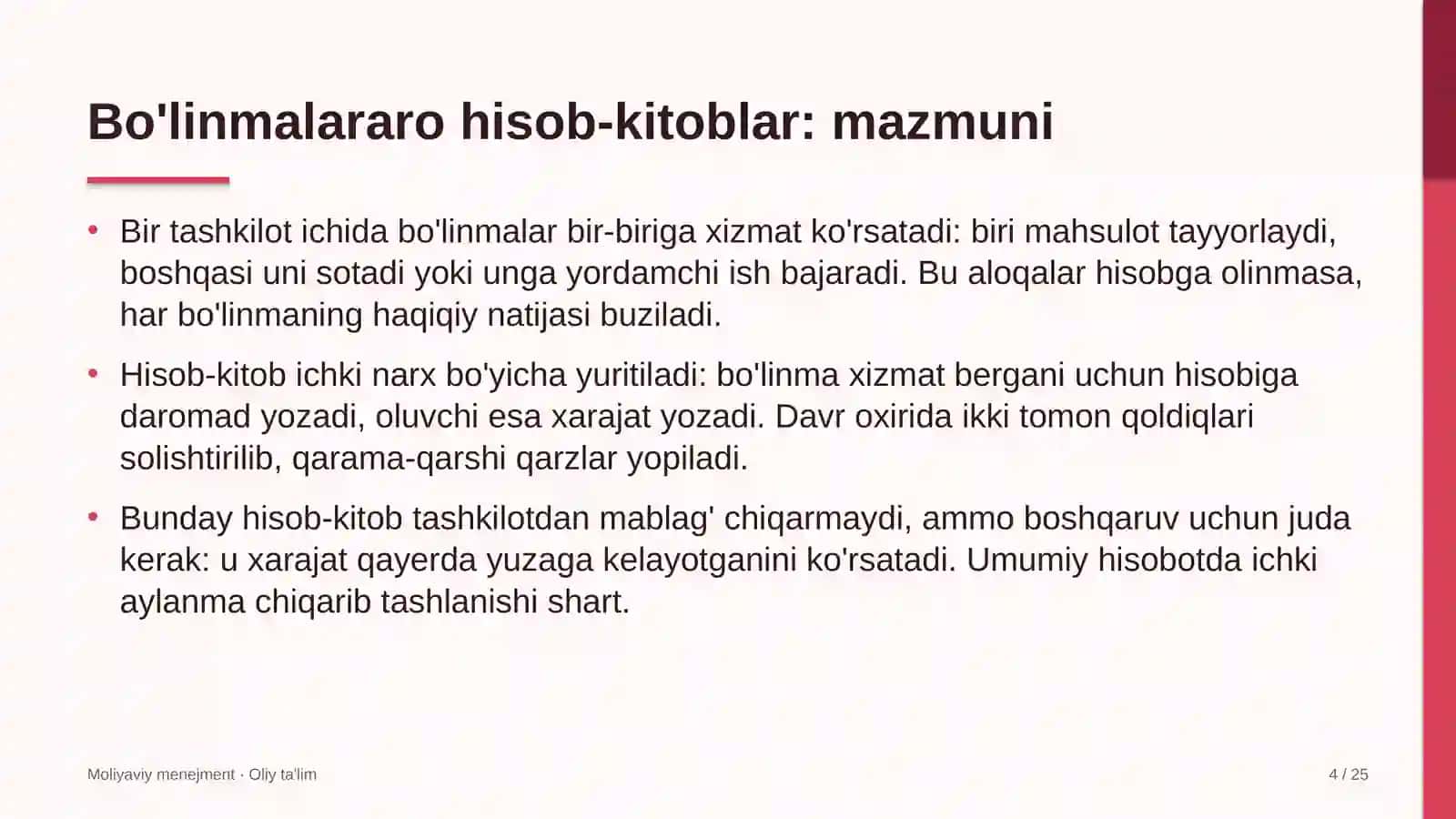 festival turizmida bo'linmalararo hisob kitoblarni tashkil etish 3141 4