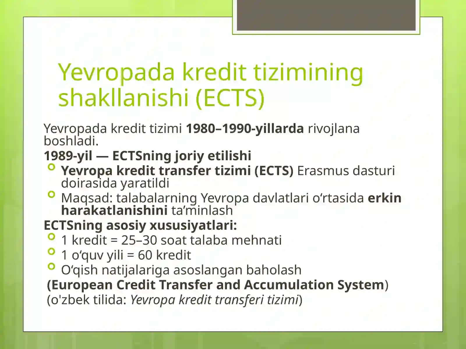 Kredit ta’lim tizimida o‘quv jarayonini tashkil etish 4