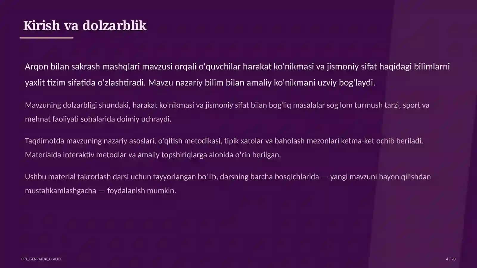 Arqon bilan sakrash mashqlari (3-sinf) 4
