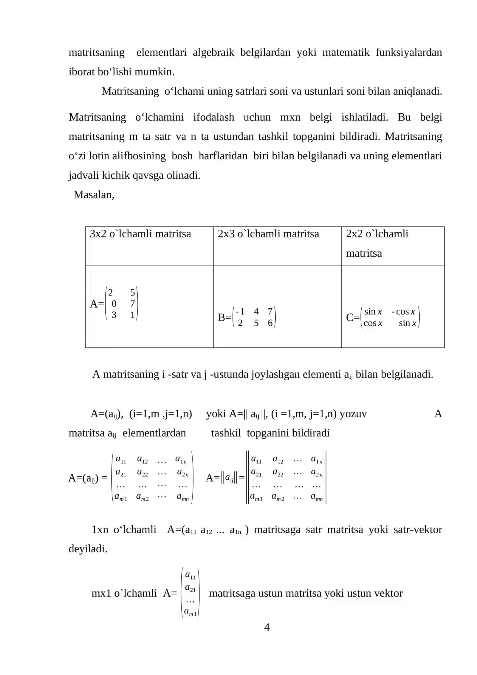 Matritsalar 4