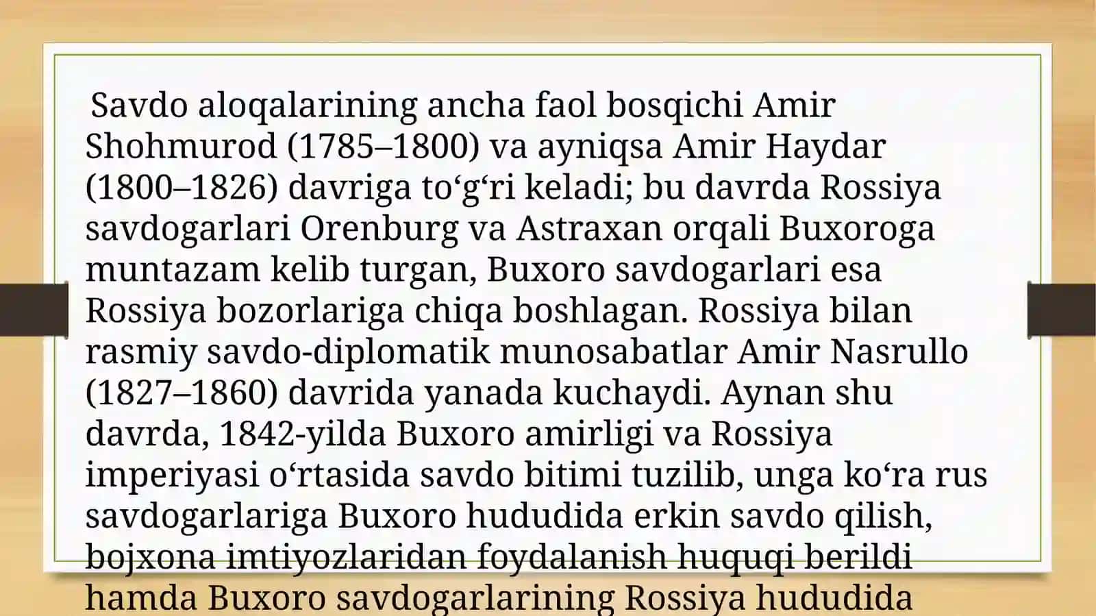 Buxoro amirligining Rossiya bilan savdo aloqalari. 4