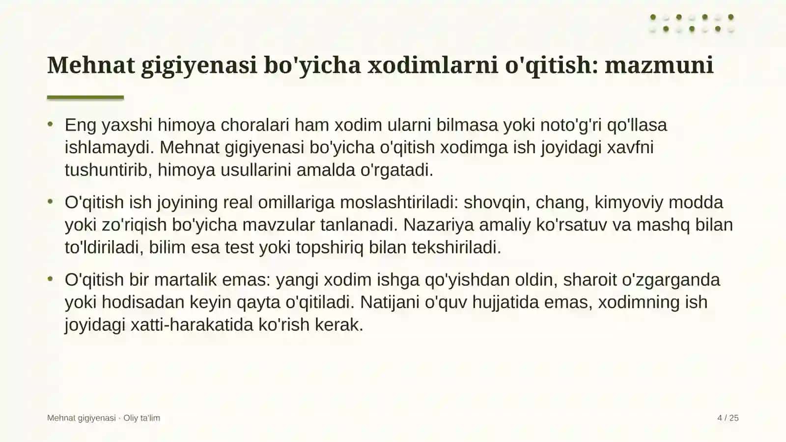 travmatologiya va ortopediya bo'limlarida mehnat gigiyenasi bo'yicha xodimlarni o'qitish 8639 4