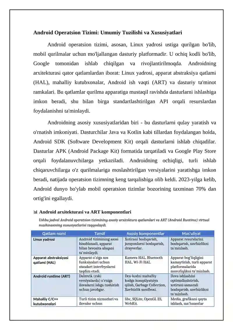 Android operatsion tizimi va ART virtual mashinasi 4