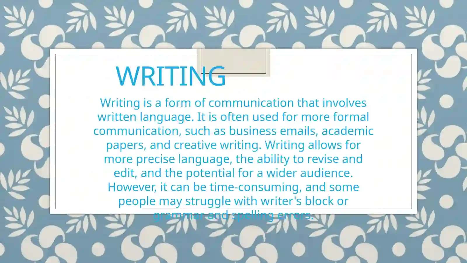 Speaking and Writing 4