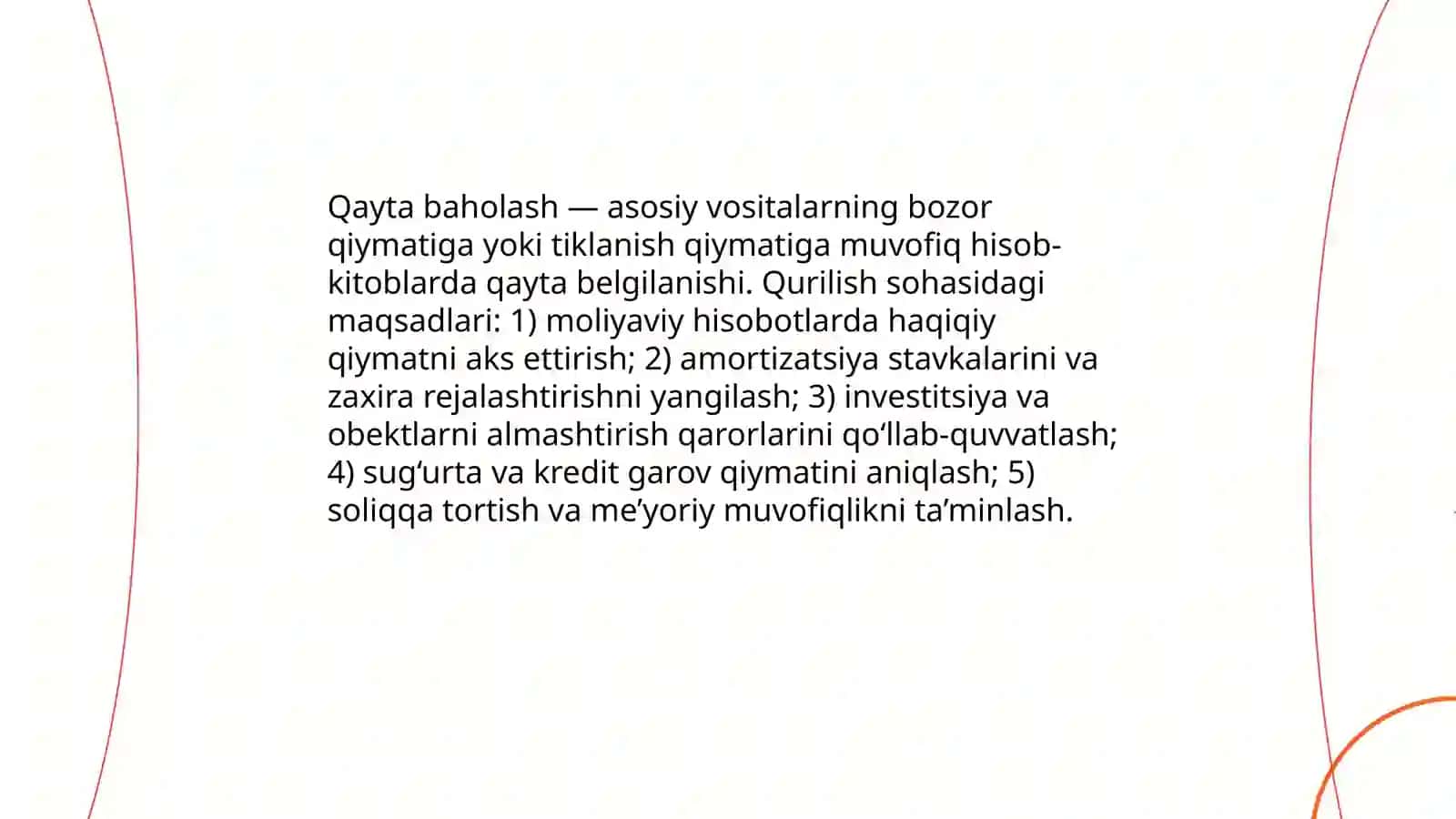 Qurilish tashkilotlarida asosiy vositalarni qayta baholash hisobi 4