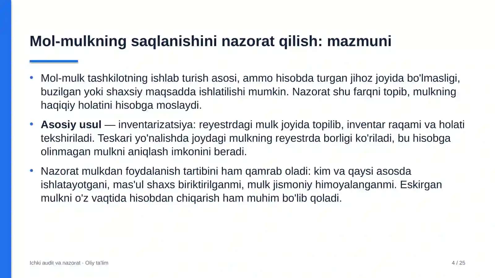 Brokerlik kompaniyalarida mol-mulkning saqlanishini nazorat qilish 4