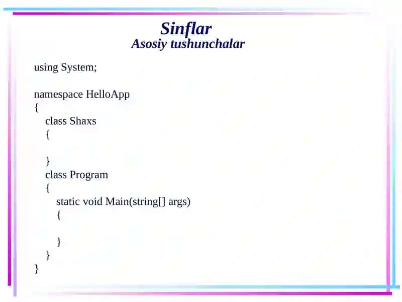 Sinflar Asosiy Tushunchalar 4