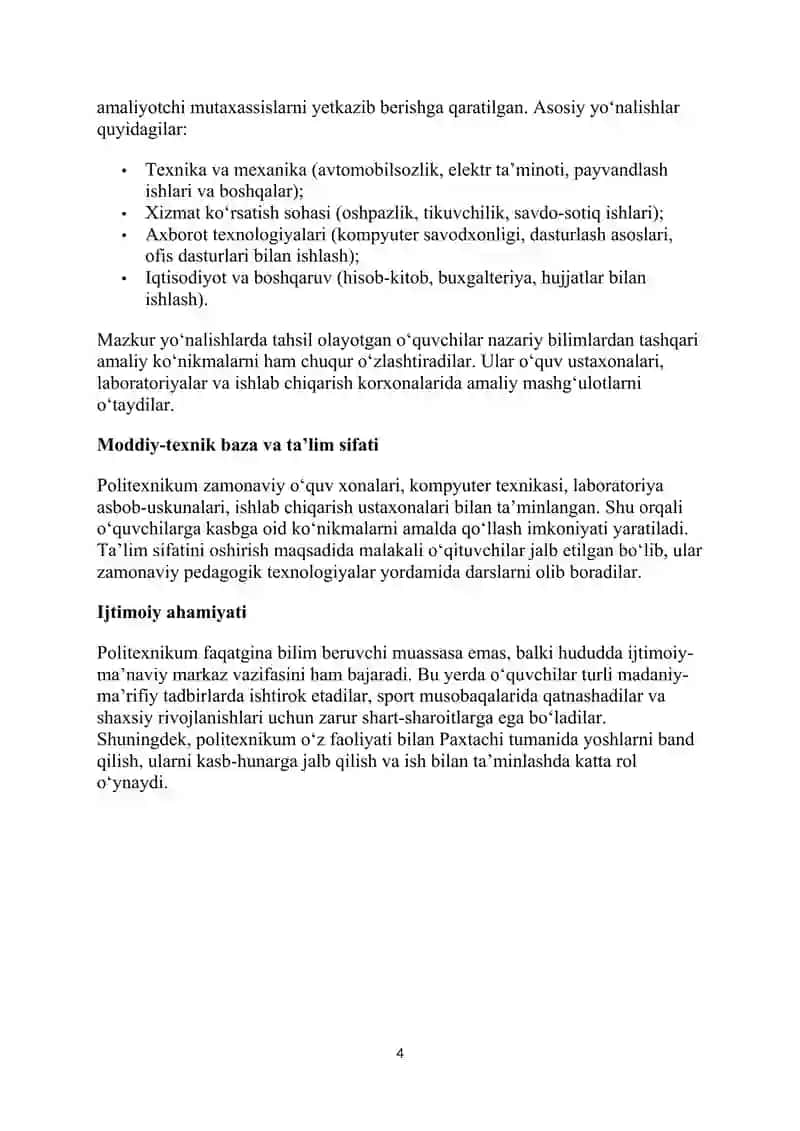 Amaliyot hisoboti texnikum 4