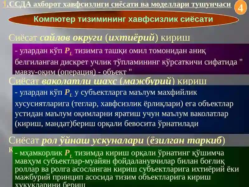 Хафсизлик ядро модели 4