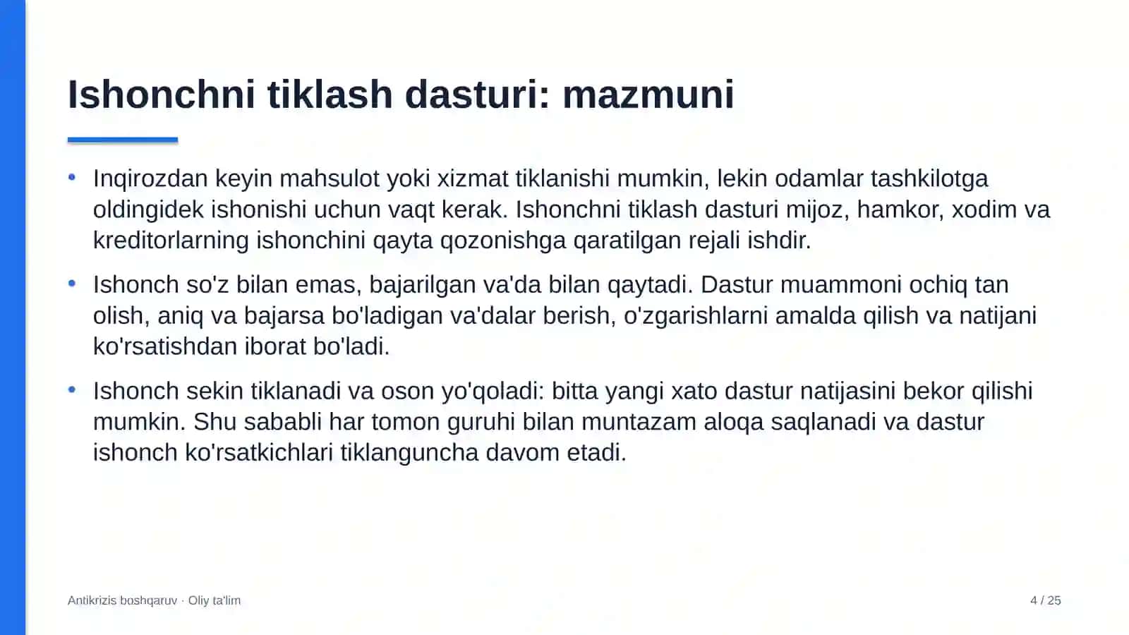 Antikrizis boshqaruv · Oliy ta'lim 4