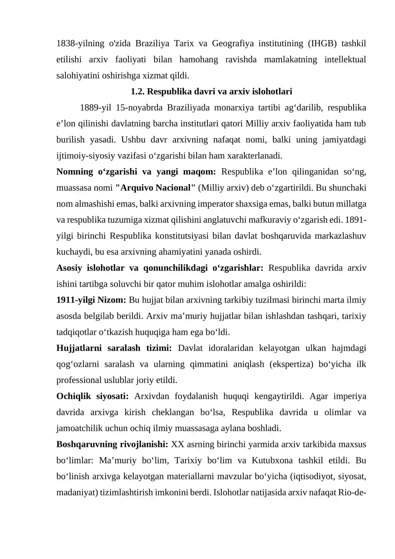 Braziliya milliy arxivining tarixi va faoliyati 4