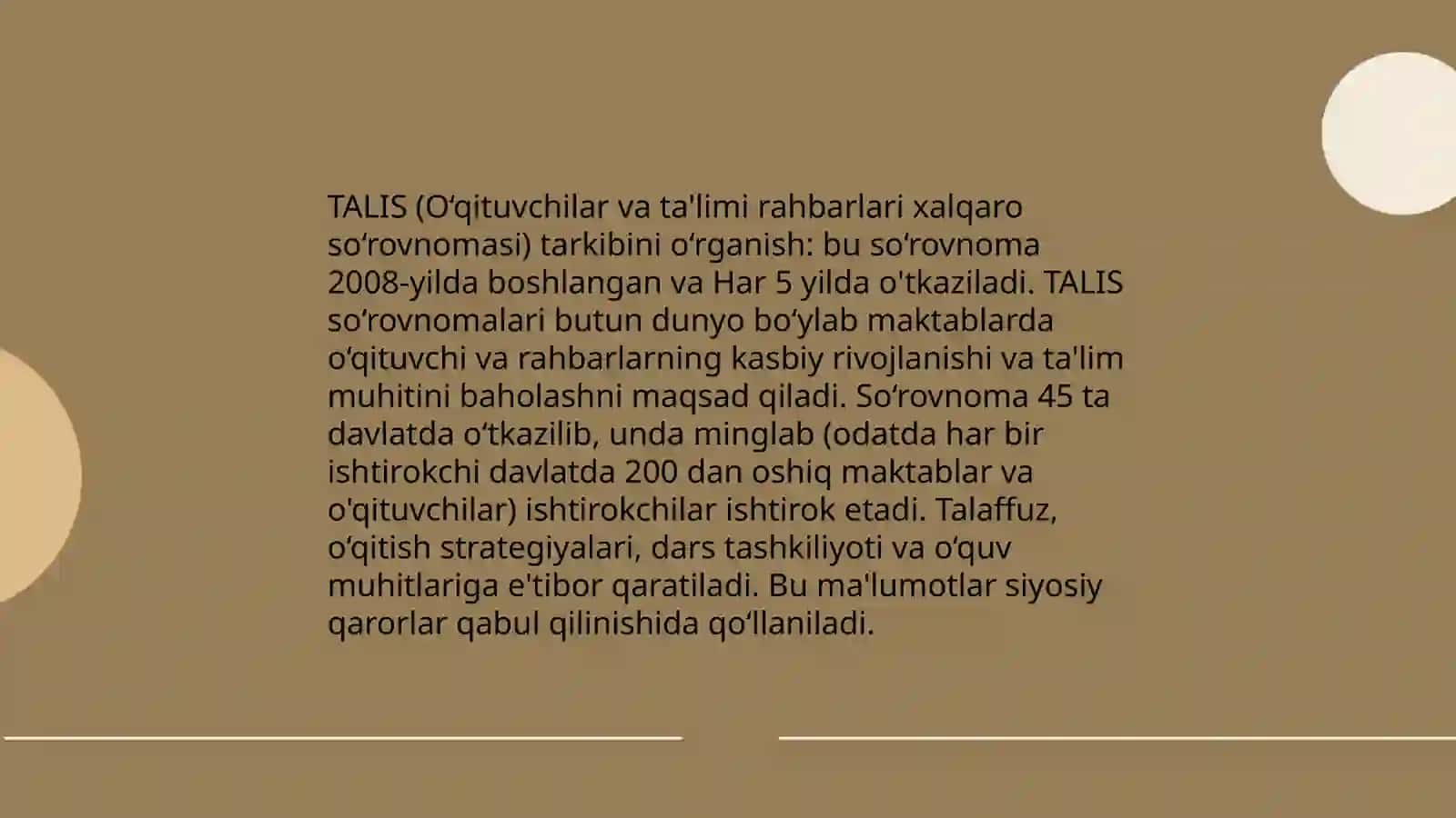 Xalqaro baholash dasturi - TALIS 4