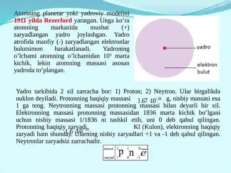 ATOM TUZULISHI. DAVRIY QONUN 4