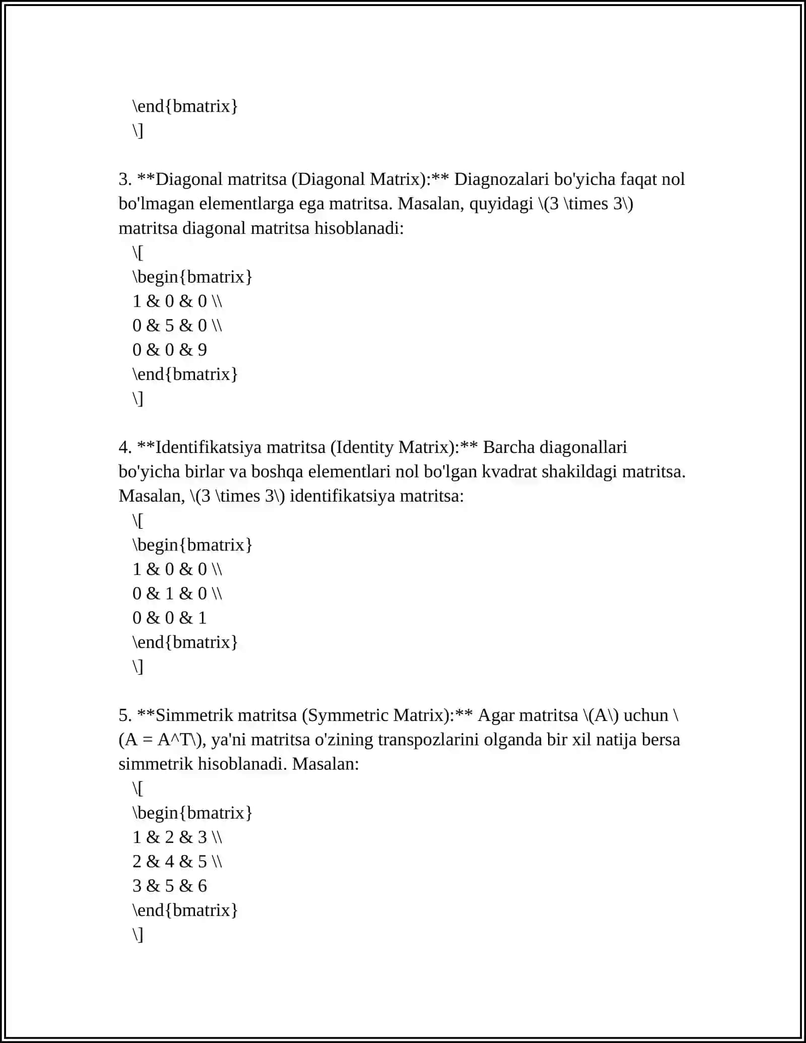 MATRITSALAR 4