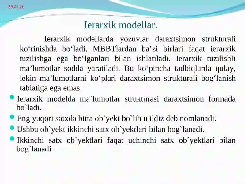 Ma’lumot modeli 4