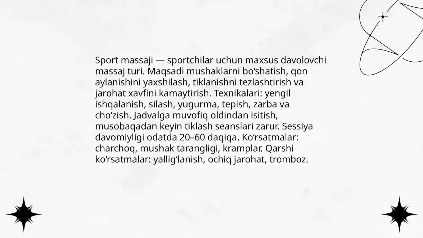 Davolovchi massajning uslublari 4