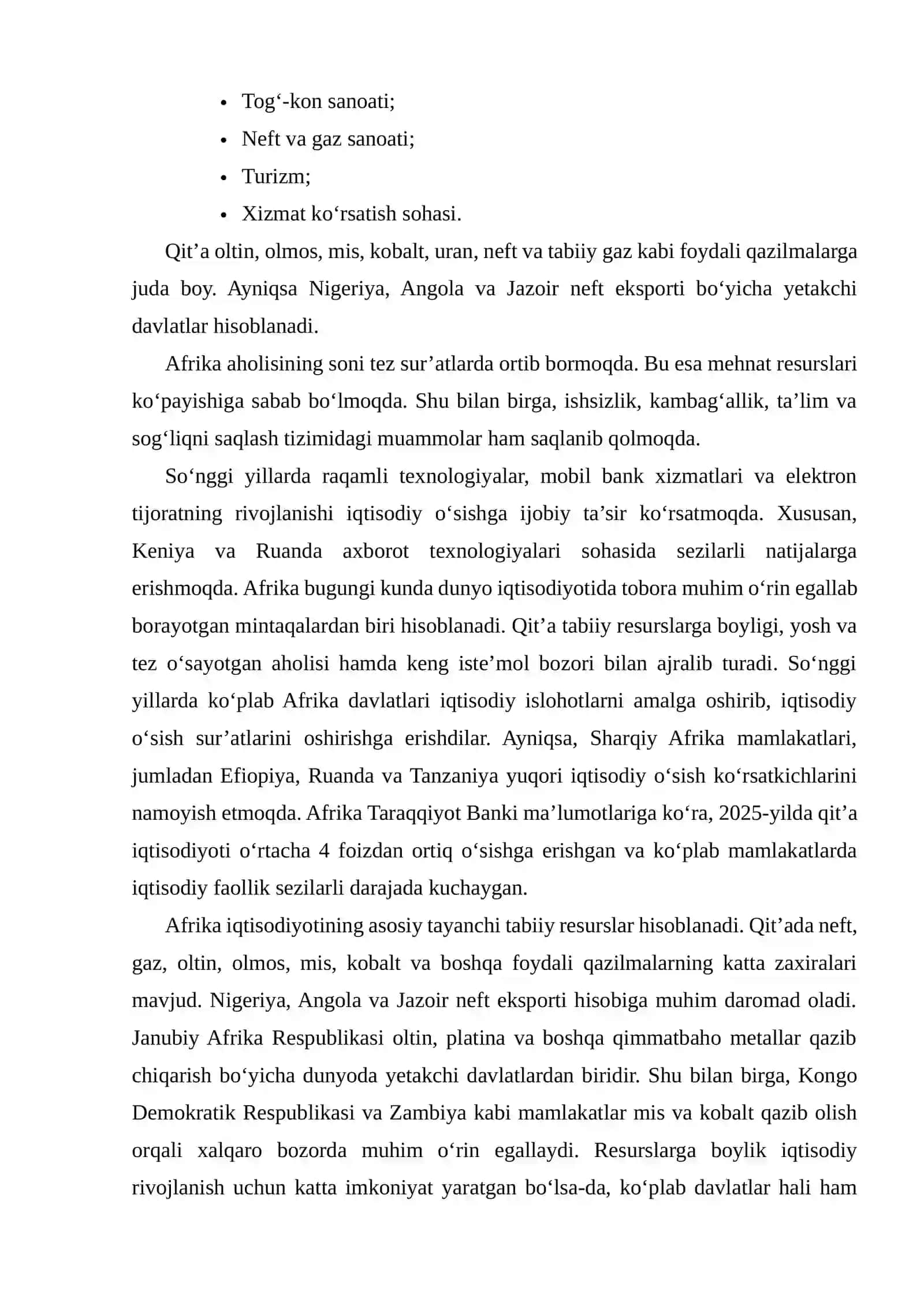 AFRIKA IQTISODIY HOLATI VA TAHLILI 4