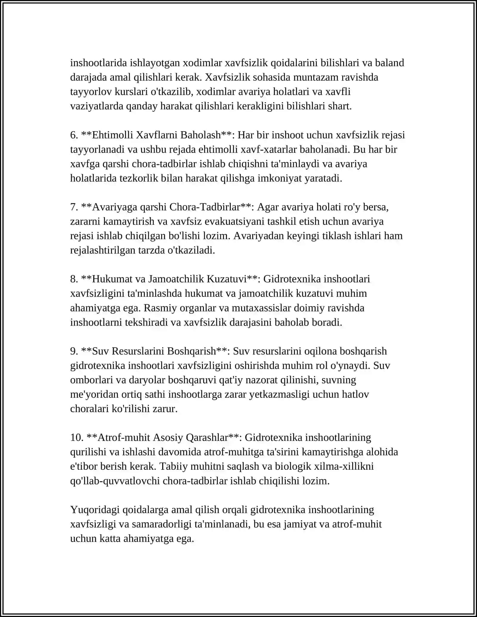 GIDROTEXNIKA INSHOATLAR XAVFSIZLIGI TO'G'RISIDAGI QONUN 4