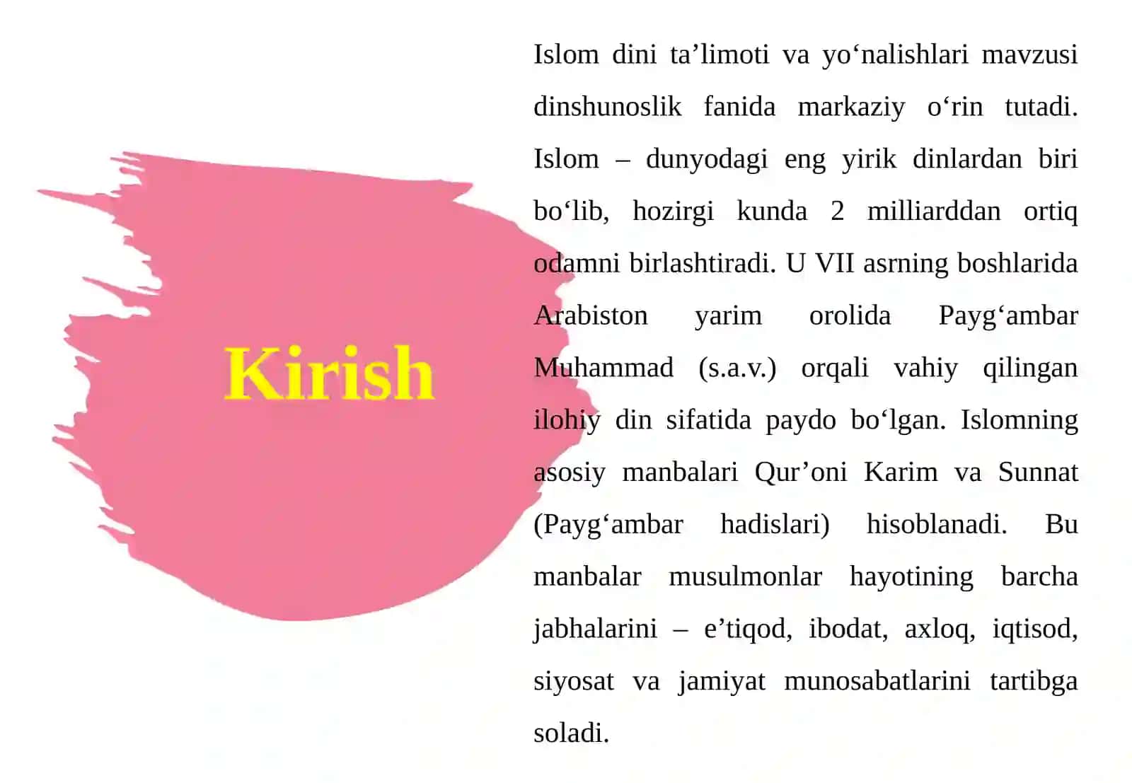 Islom dini ta'limoti va yo'nalishlari. 4