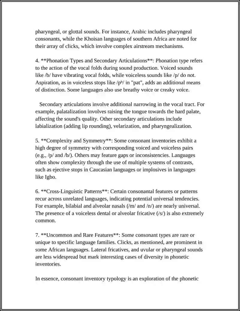 Consonant inventory typology 4