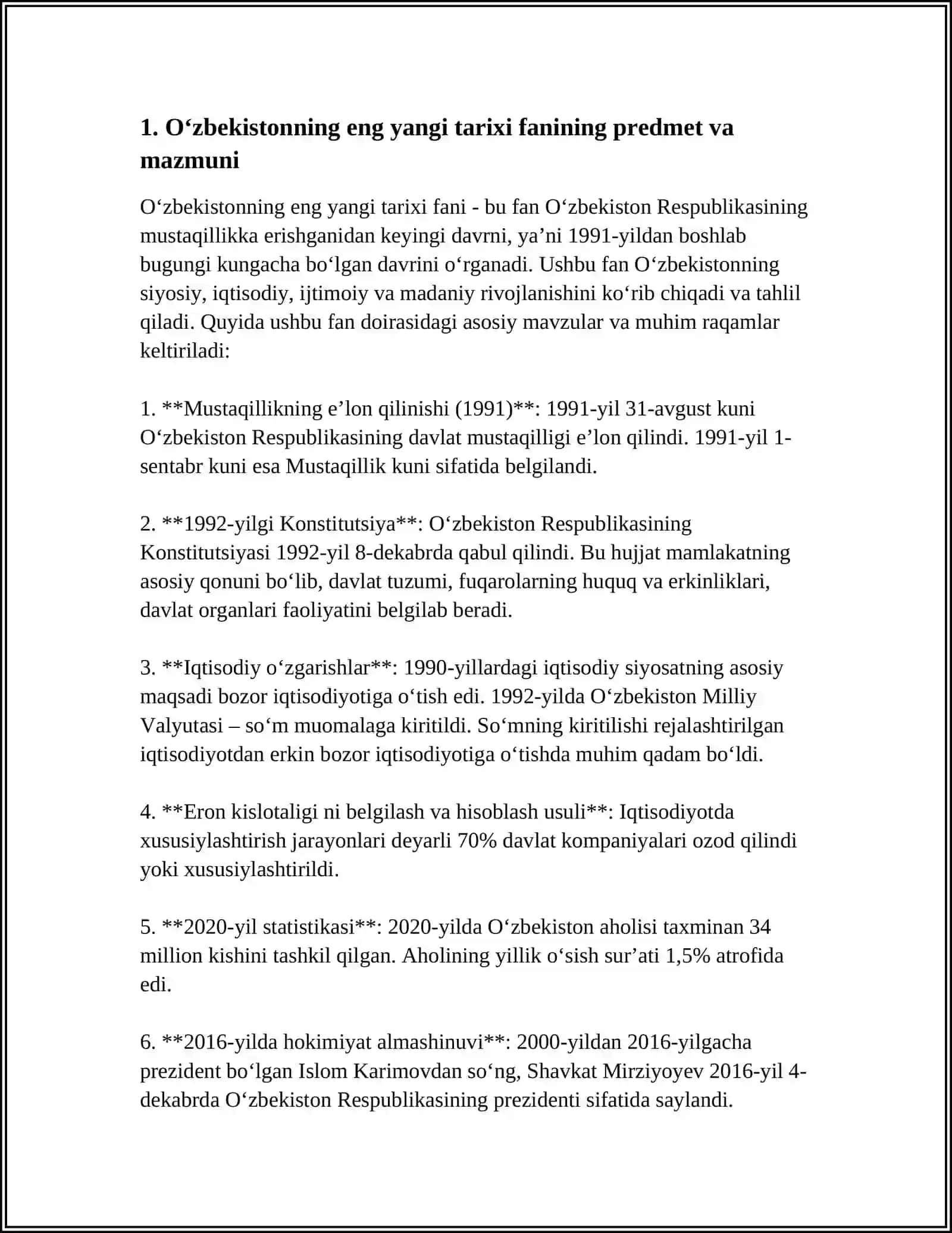 O‘zbekistonning eng yangi tarixi fani 4