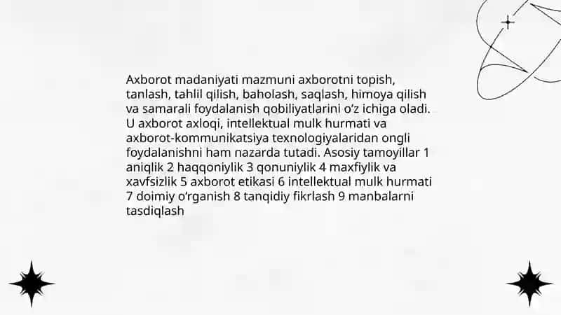 Axborot madaniyati tushuchasi 4