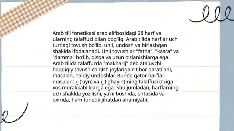 Arab tilida yozib turlari 4
