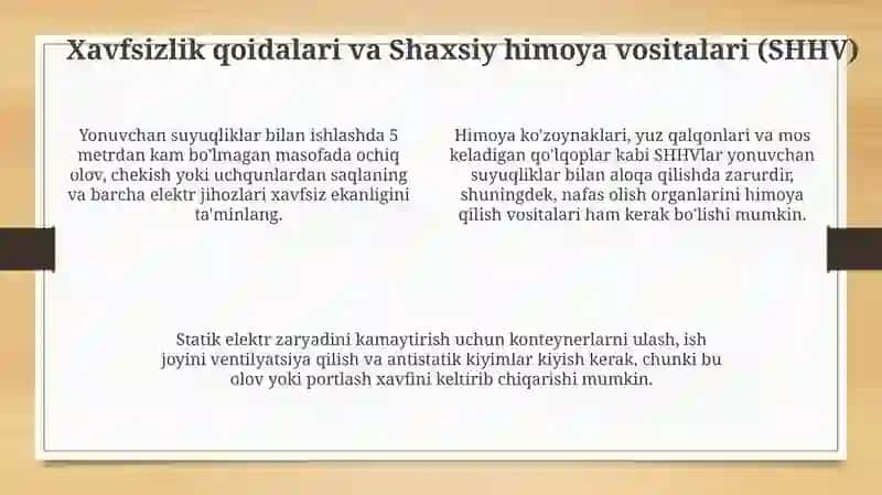 Yonimli suyukliklar bilan ishlashda xavfsizlik 4