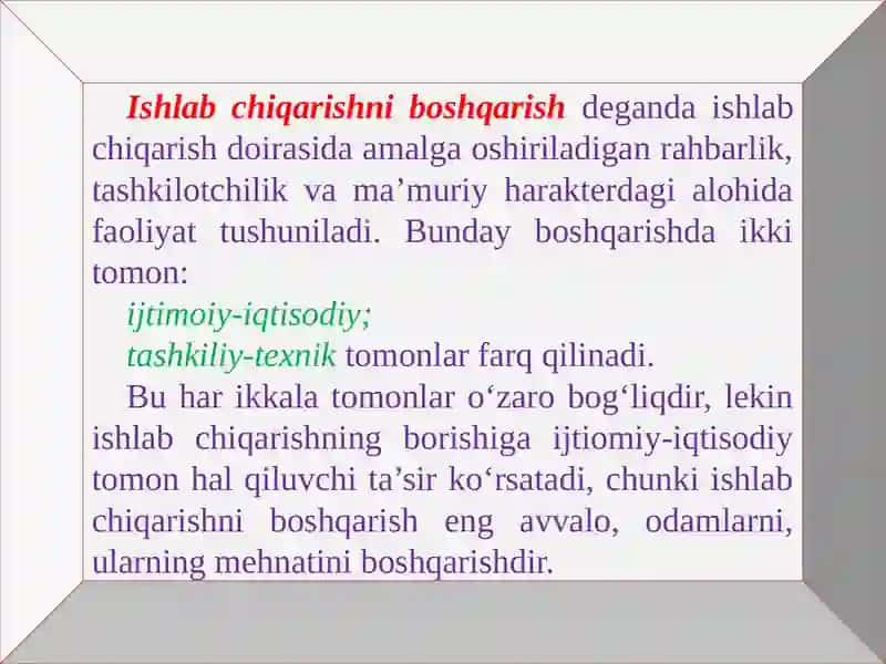 ISHLAB CHIQARISHNI BOSHQARISH 4