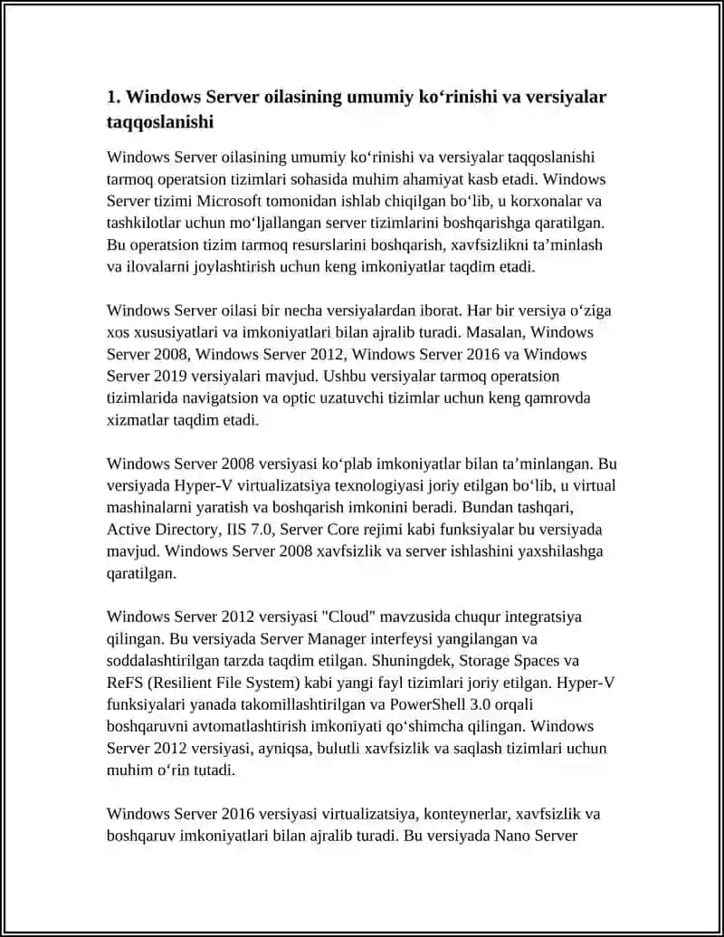Windows Server operatsion tizimlari 4