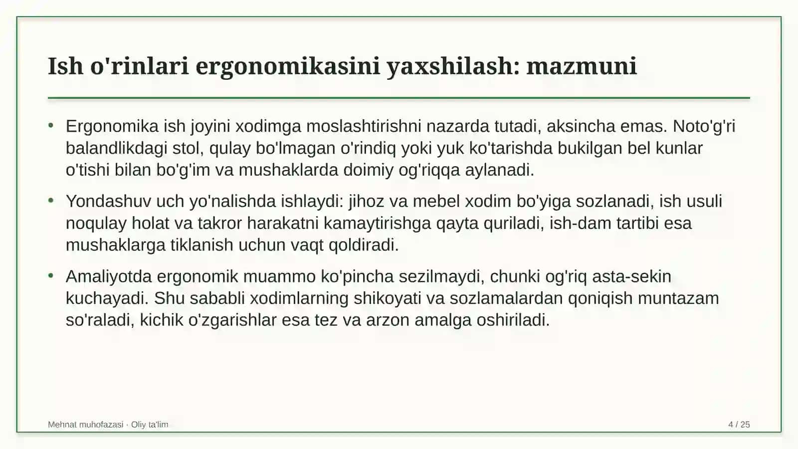 endokrinologiya dispanserlarida ish o'rinlari ergonomikasini yaxshilash 2898 4