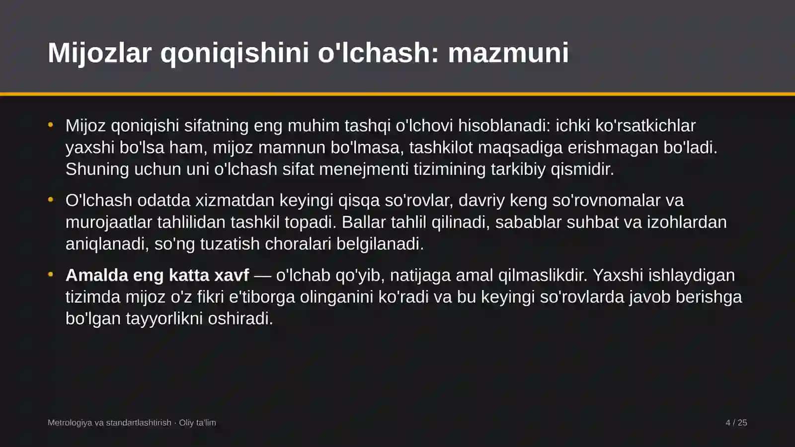 eksport faoliyatida mijozlar qoniqishini o'lchash 7565 4