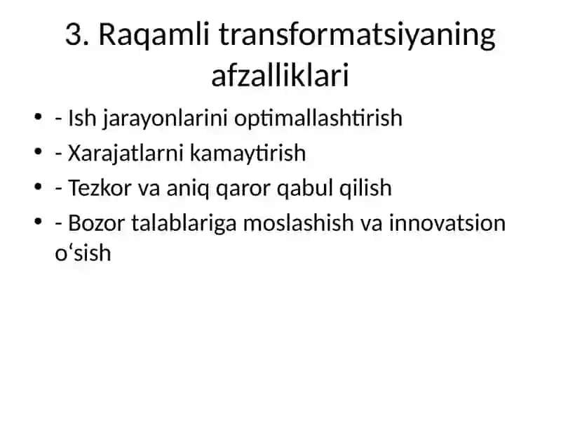 RAQAMLI TRANSFORMATSIYA 4