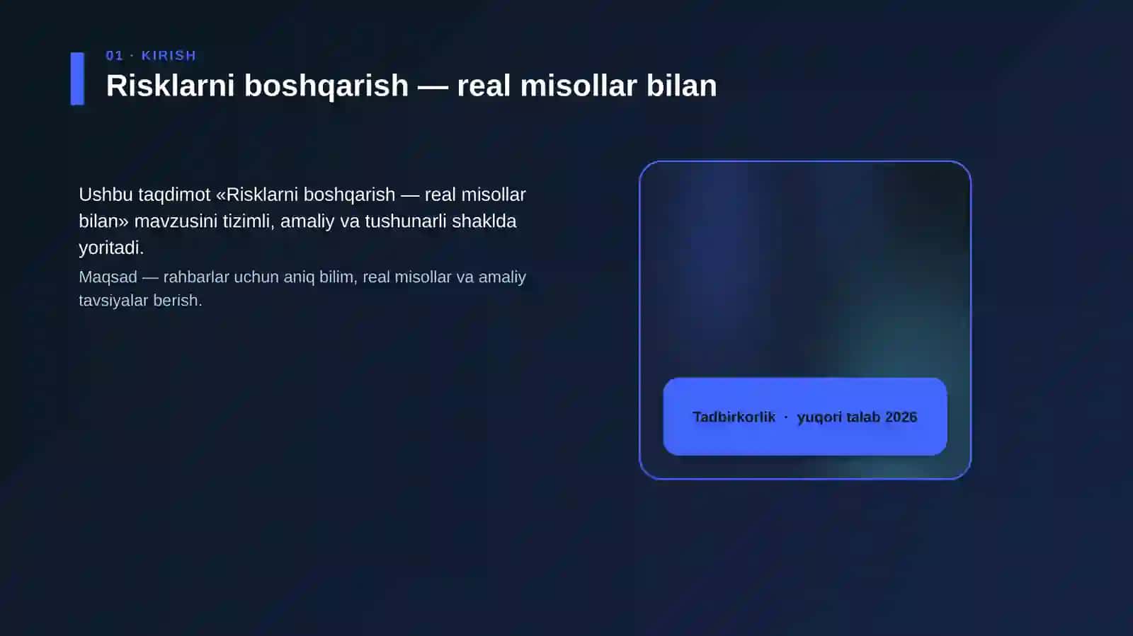 Risklarni boshqarish — real misollar bilan 4