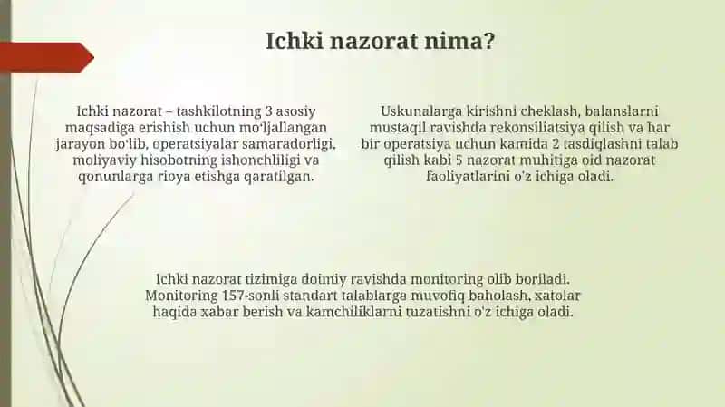 Ichki nazorat va tashqi audit nazorati 4