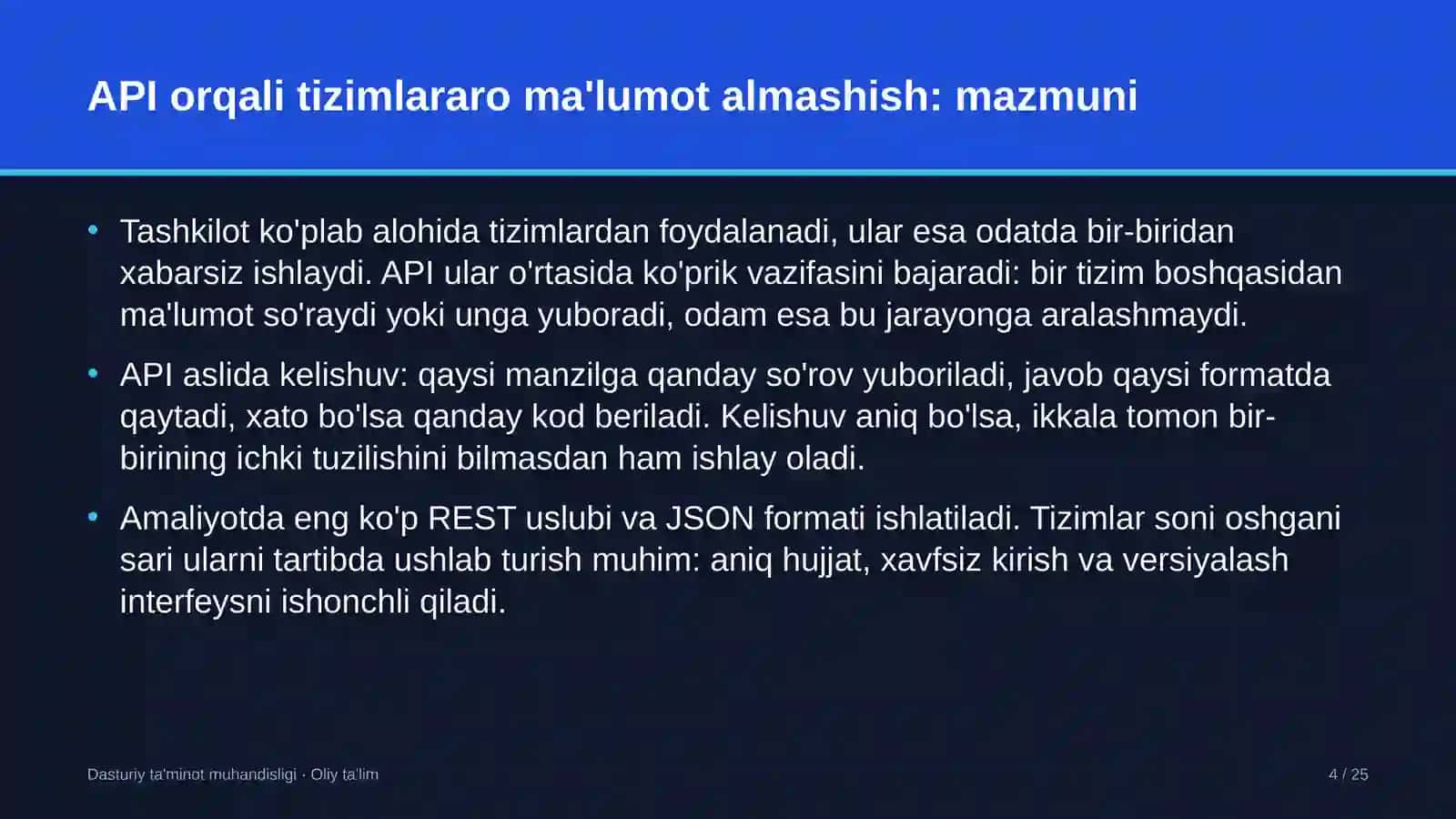 Developerlik kompaniyalarida API orqali tizimlararo ma'lumot almashish 4