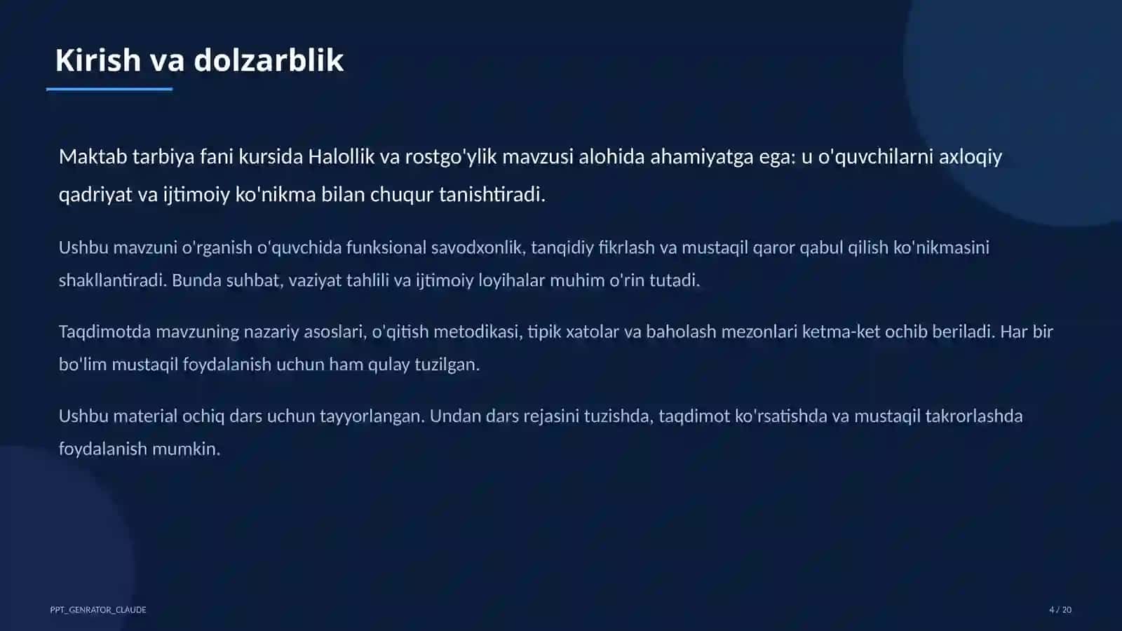 Halollik va rostgo'ylik (2-sinf) 4
