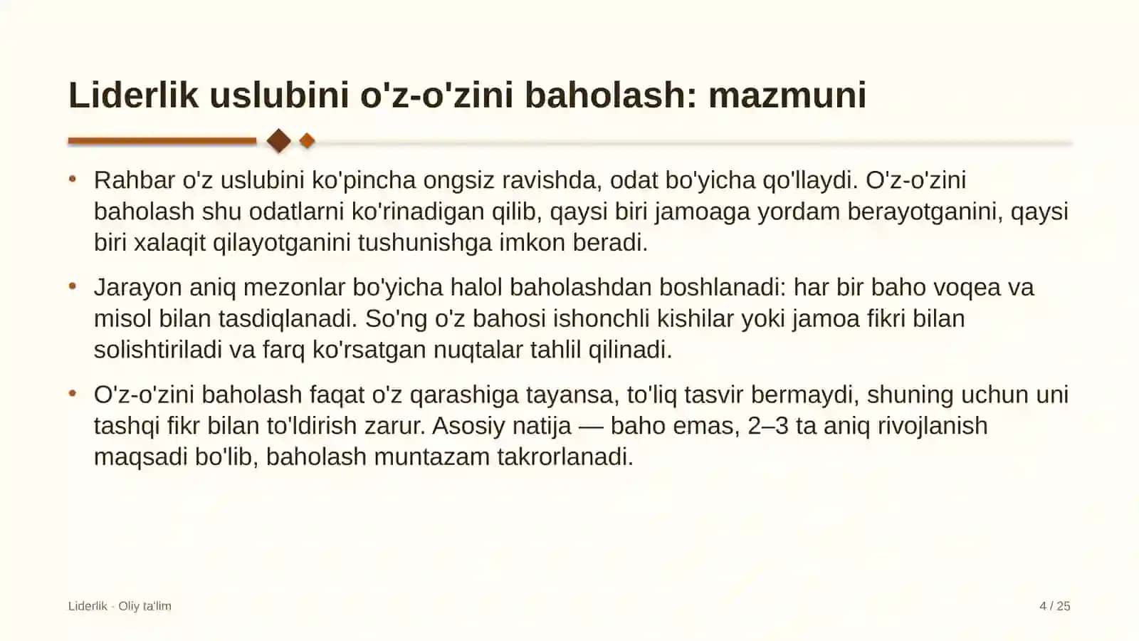 Atom energetikasida liderlik uslubini o'z-o'zini baholash 4