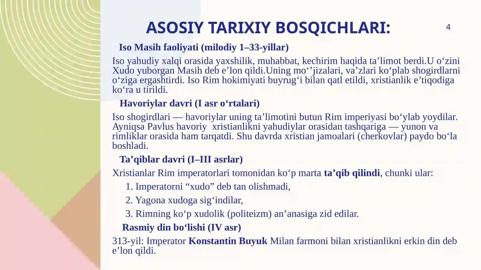 Xristianlikning paydo bo’lishi 4
